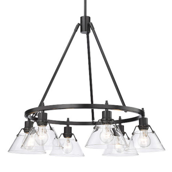 Orwell Matte Black Six-Light Chandelier with Clear Glass Shade, image 4
